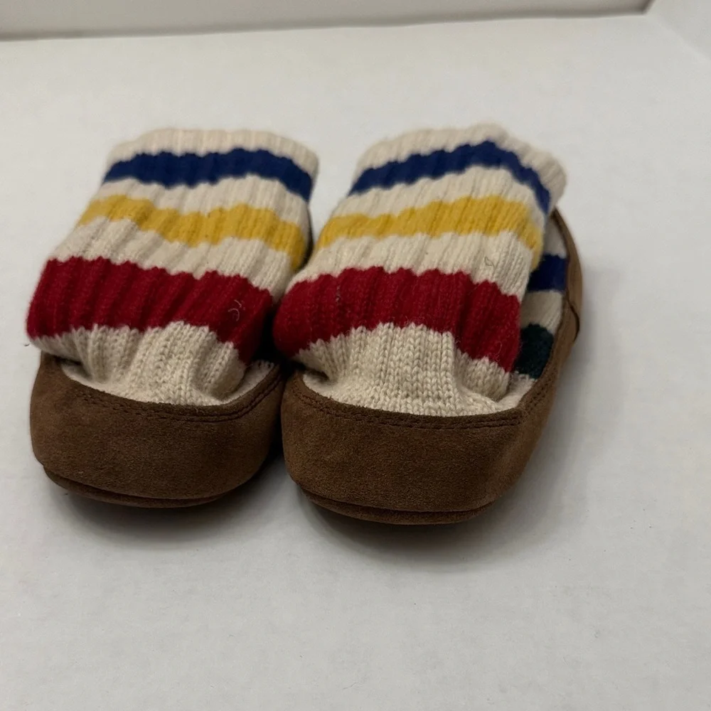L.L. Bean Kids Striped Slippers with Brown Soles